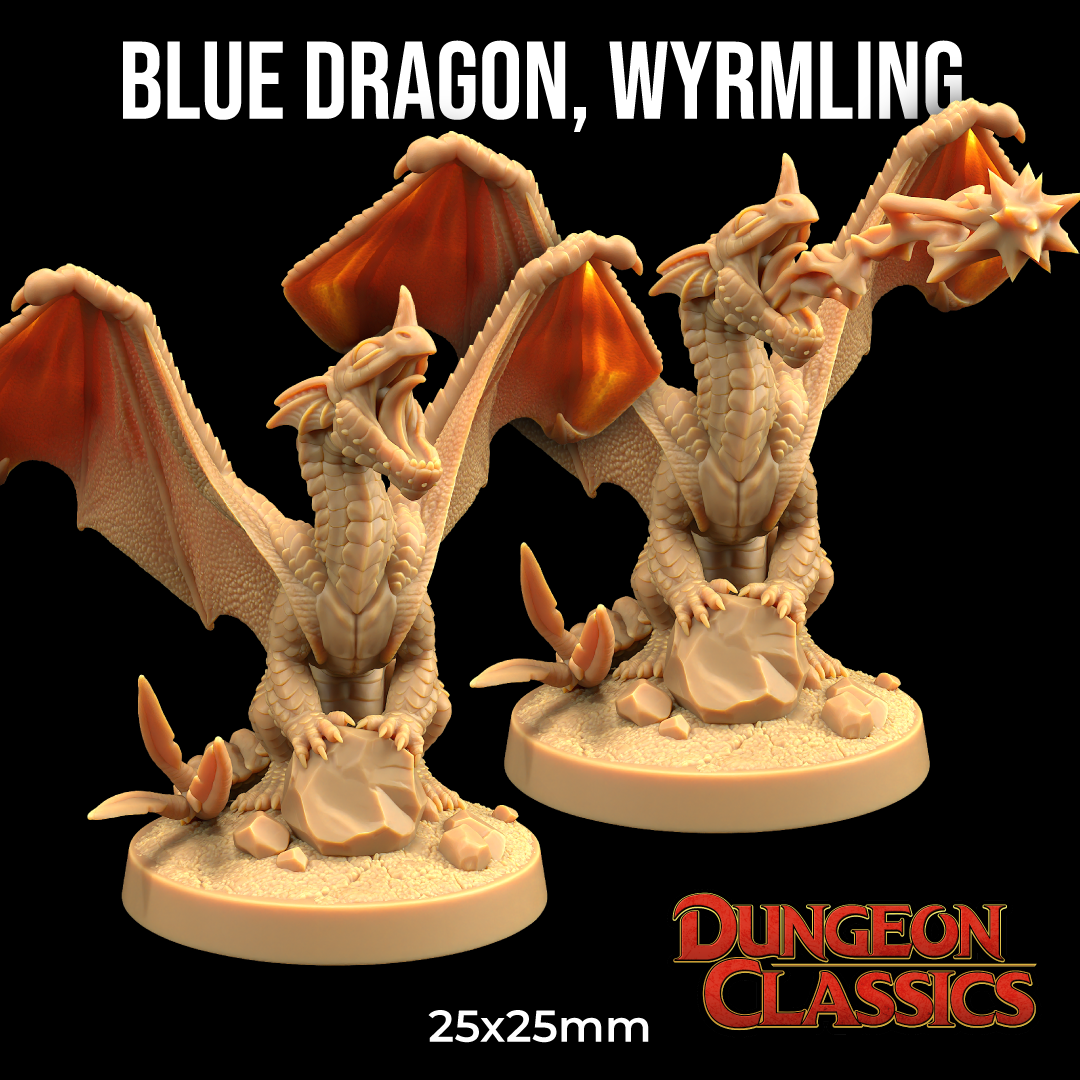 Blue Dragon Wyrmling | PRESUPPORTED | Dungeon Classics